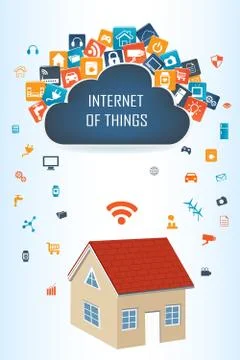 Smart house and cloud apps Stock Illustration