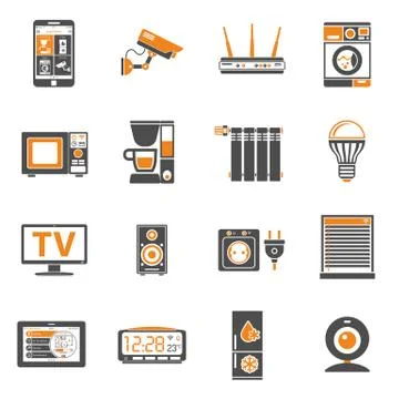 Smart House and internet of things icons set Stock Illustration