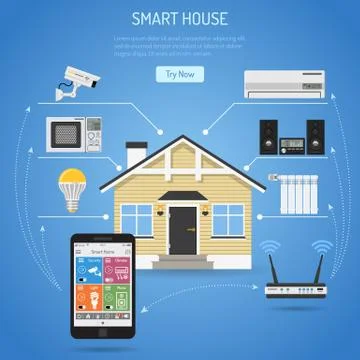 Smart House and internet of things Stock Illustration