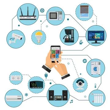 Smart House and internet of things 스톡 일러스트