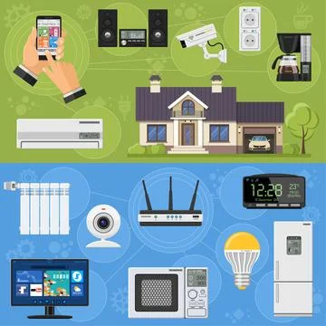 Smart House and Internet of Things Banners Stock Illustration