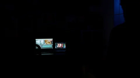 Smart house application with a man turning on the lights using a voice command Stock Footage 122629427