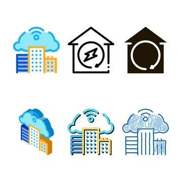 Smart house cloud wifi icon vector outline concepts Stock Illustration