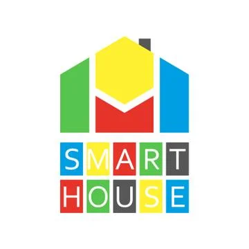 Smart house colored logo, abstract buiding Stock Illustration