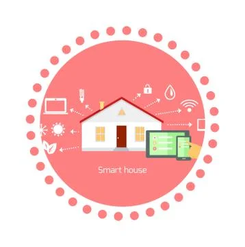 Smart House Concept Icon Flat Design Stock Illustration