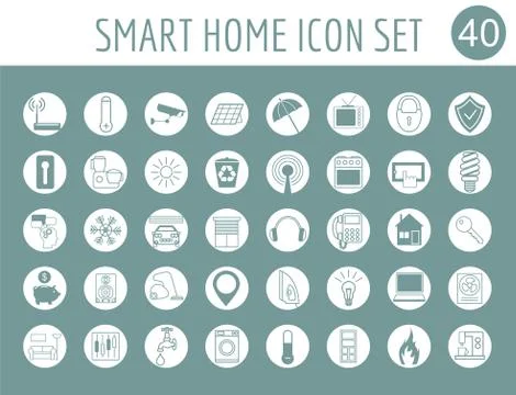 Smart house concept. Icon set. Flat style design Stock Illustration