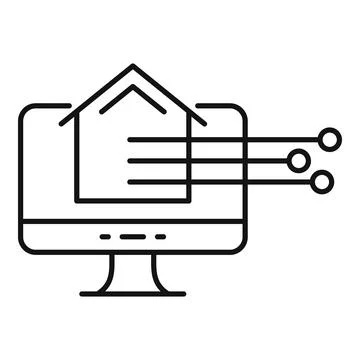 Smart house control icon, outline style 库存插图