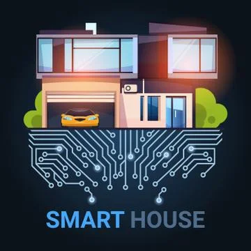 Smart House Control Technology System With Automation Efficiency Concept Stock Illustration