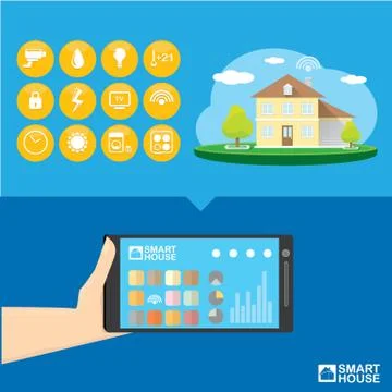 Smart house control vector concept illustration 库存插图