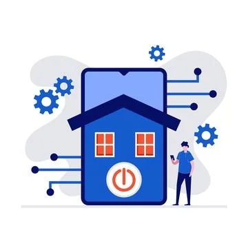 Smart house controlled smartphone concept. Internet of things technology of.. Stock Illustration