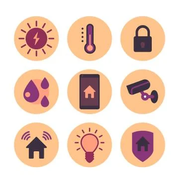 Smart house flat icons set on white イラスト素材