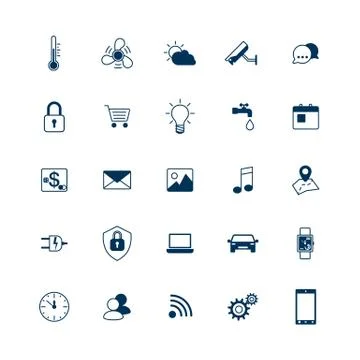 Smart house icons set. Internet of things concept. Smart home element system. Stock Illustration