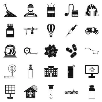 Smart house icons set, simple style Illustrazione stock