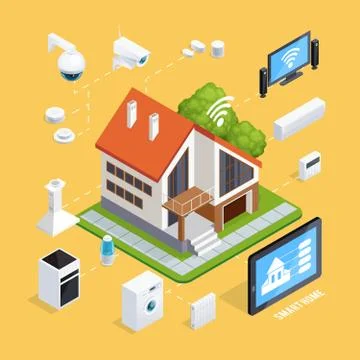Smart House Isometric Composition Poster Illustrazione stock