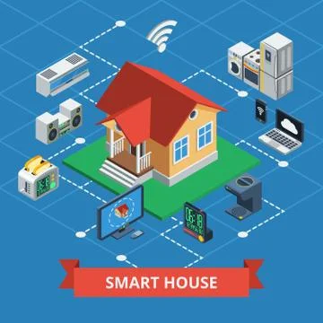 Smart House Isometric Illustrazione stock