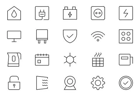 Smart house Line icon set. Sustainable development. Contains such icons as .. Stock Illustration
