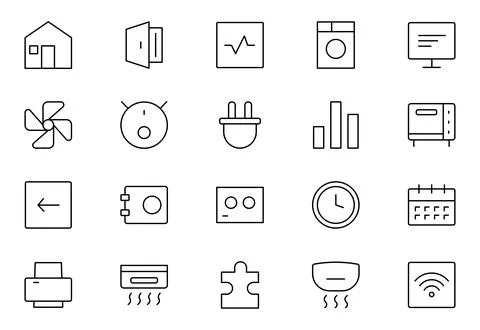 Smart house Line icon set. Sustainable development. Contains such icons as .. Stock Illustration