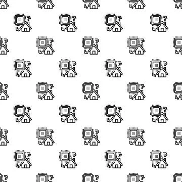 Smart house pattern seamless Stock Illustration