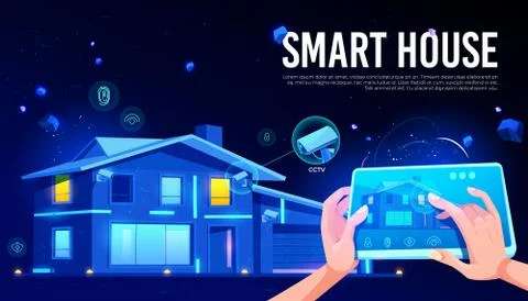 Smart house remote control cartoon vector concept Stock Illustration
