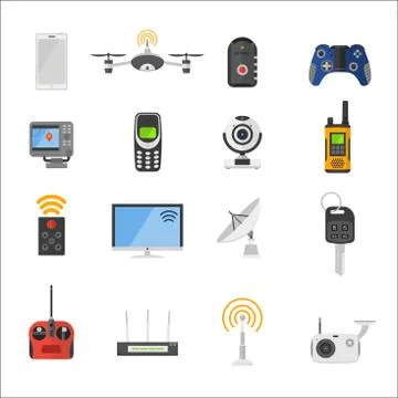 Smart house remote control electronic gadgets vector icons Stock Illustration
