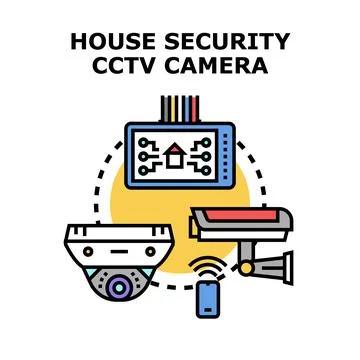 Smart house security cctv cameras monitoring system Stock Illustration