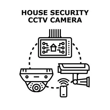 Smart house security cctv cameras monitoring system Stock Illustration