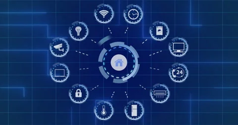 Smart house. Smart home security automation system concept. 4K video Stock Footage 112300411