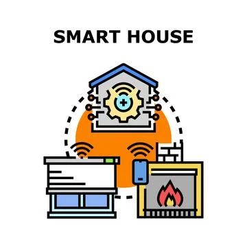 Smart house system automating home climate control and heating Ilustración de archivo