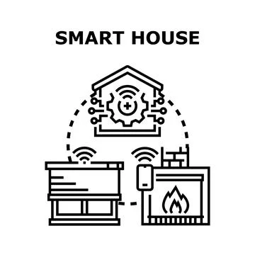 Smart house system automating home climate control and heating Stock Illustration