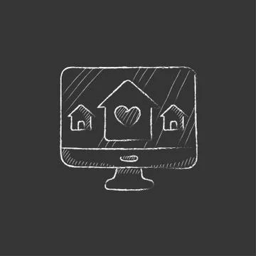 Smart house technology. Drawn in chalk icon イラスト素材