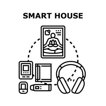 Smart house technology remote control automation devices Stock Illustration