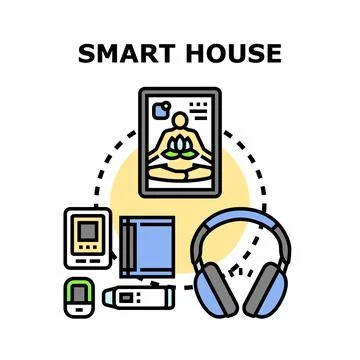 Smart house technology remote control automation devices Stock Illustration