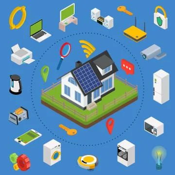 Smart house technology system with centralized control Stock Illustration