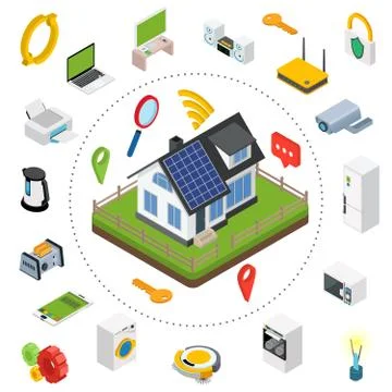 Smart house technology system with centralized control Stock Illustration