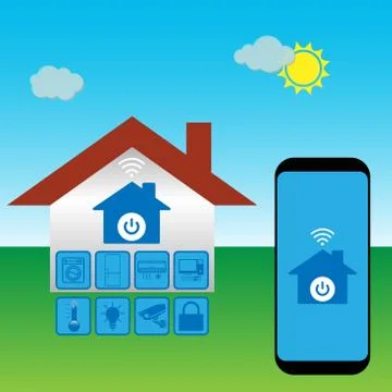 Smart house technology system Stock Illustration