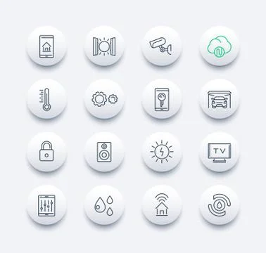Smart house technology system line icons pack イラスト素材