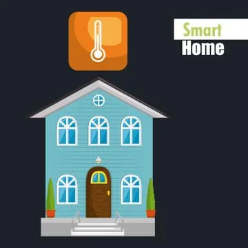 Smart house with termometer temperature service Illustrazione stock