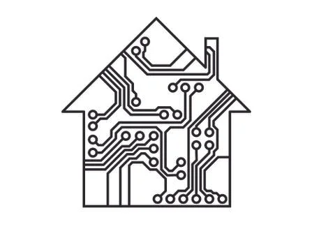 Smart household vector, simple printed circuit board Stock Illustration