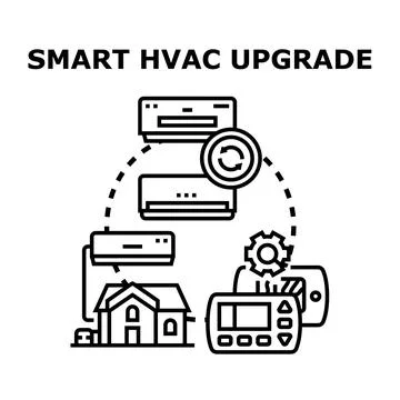 Smart hvac upgrade system for modern home Stock Illustration