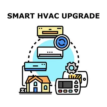 Smart hvac upgrade system for modern home Stock Illustration