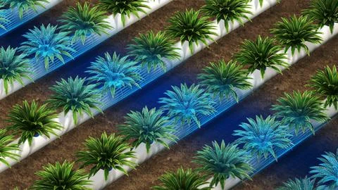 Smart Hydroponic Farming System in High-Tech Greenhouse Illustrazione stock