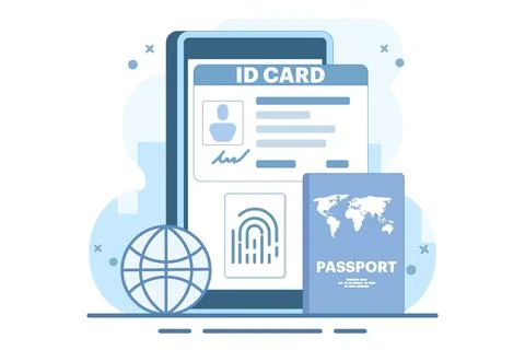 Smart ID Card Concept. Digital passport and driving license. Electronic ID card. Stock Illustration