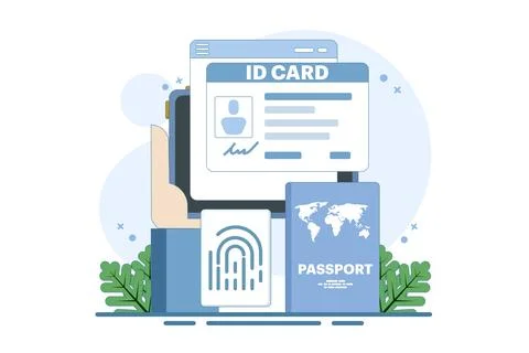 Smart ID Card Concept. Digital passport and driving license. Electronic ID card. Stock Illustration