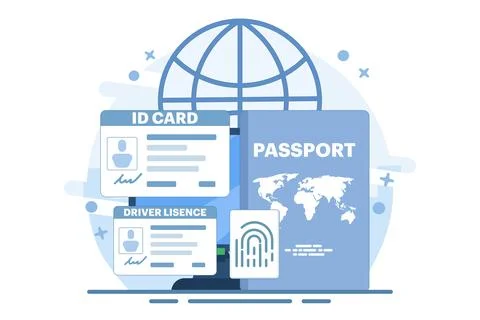 Smart ID Card Concept. Digital passport and driving license. Electronic ID card. Stock Illustration