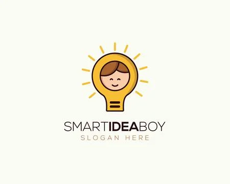 Smart Idea Smiling Boy logo icon	 Stock Illustration