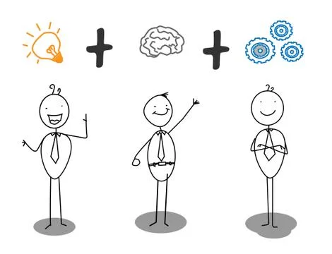 Smart + idea + work progress Stock Illustration