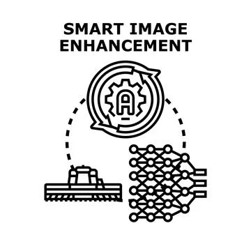 Smart image enhancement concept with ai neural network 스톡 일러스트