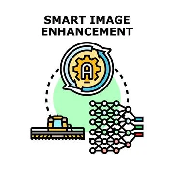 Smart image enhancement concept with ai neural network Stock Illustration