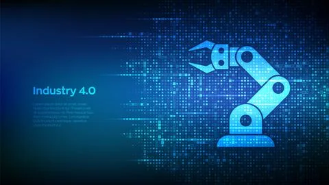 Smart Industry 4.0 background made with binary code. Factory automation. Auto イラスト素材