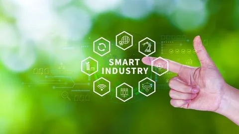 Smart industry, automation and optimisation concept on virtual. Business an.. Foto stock